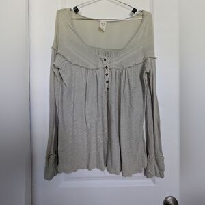 Free People Grey Down Under Henley Top Size Medium
